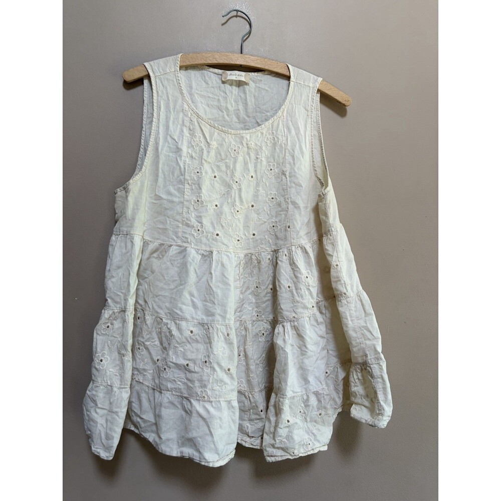 Altard State 100% Cotton Women’s M Ivory Eyelet Rule Tiered Sleeveless Tank Boho